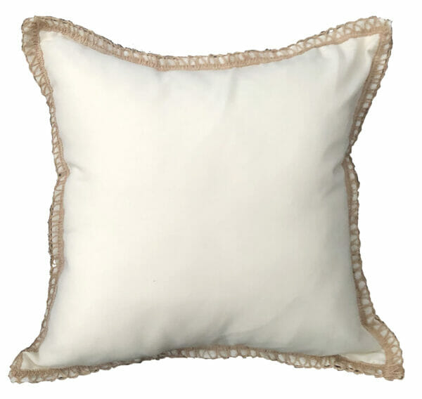 Taylor & Co Farmhouse Linen Burlap Braided Edge Pillow. Burlap Linen Trim. 18x18. - Image 2