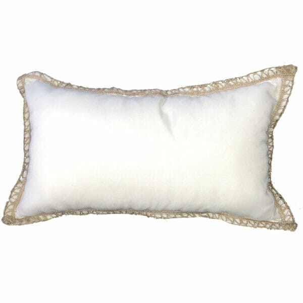 Taylor & Co Farmhouse Linen Burlap Braided Edge Bolster Pillow. Burlap Linen Trim. 13x22.